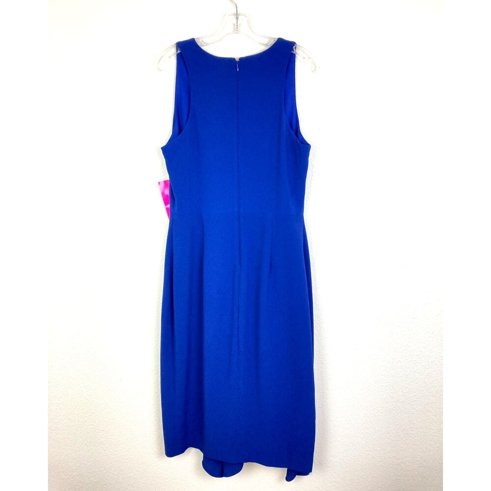 Betsey Johnson NWT Blue Midi Dress Size 8 Flounce Curved Ruffle Hem Luxe Classic - Picture 5 of 7